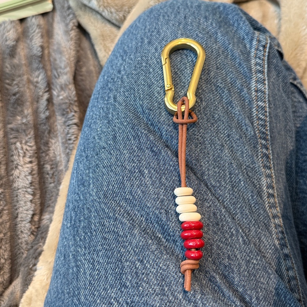 Adina Reyter red and white sterling silver keychain bag charm